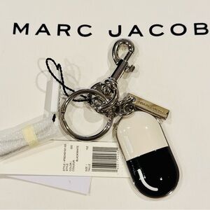 Marc Jacobs 3D Pill Bag Charm Keychain Black/White NEW